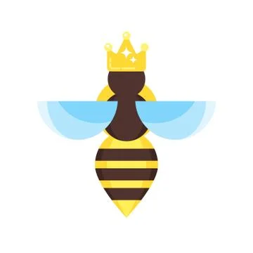 Vector flat style illustration of queen bee Stock Illustration