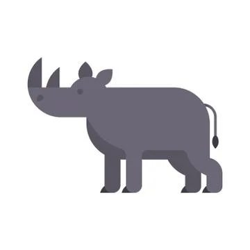 Vector flat style illustration of rhino. Stock Illustration