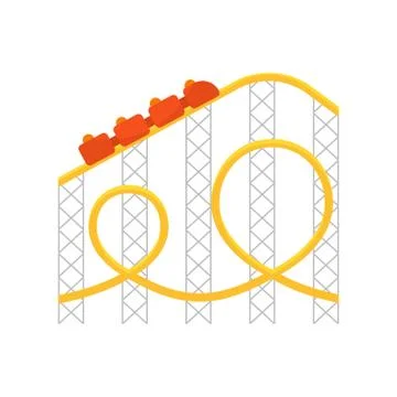 Vector flat style illustration of roller coaster.Icon for web Stock Illustration