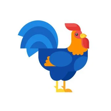 Vector flat style illustration of rooster. Stock Illustration