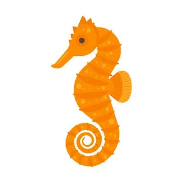 Vector flat style illustration of sea horse Stock Illustration