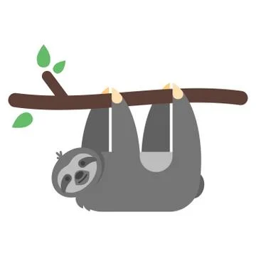 Vector flat style illustration of sloth. Stock Illustration