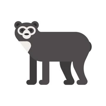 Vector flat style illustration of spectacled bear. Stock Illustration