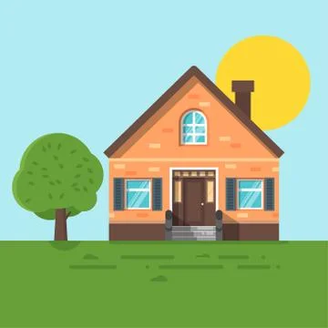 Vector flat style illustration of summer house. Illustrazione stock