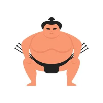 Vector flat style illustration of sumo wrestler Stock Illustration