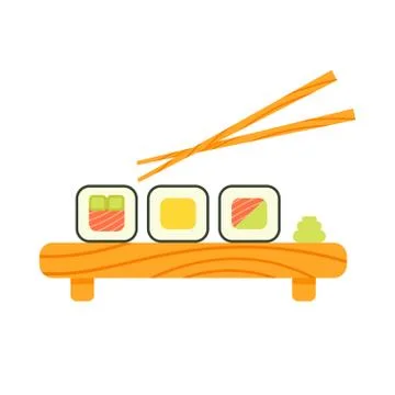 Vector flat style illustration of sushi. Stock Illustration