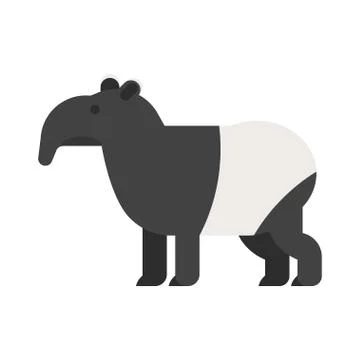 Vector flat style illustration of tapir. Stock Illustration