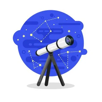 Vector flat style illustration of telescope Stock Illustration