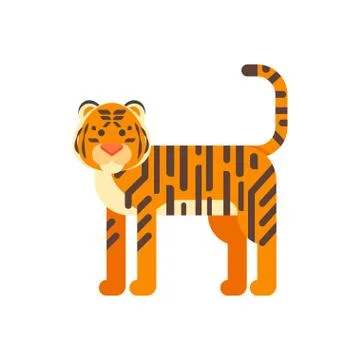 Vector flat style illustration of tiger Stock Illustration