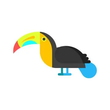Vector flat style illustration of toucan. Stock Illustration