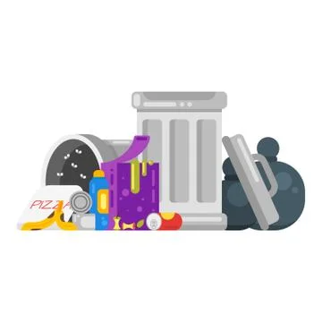 Vector flat style illustration of trash. Spoiled food. Stock Illustration