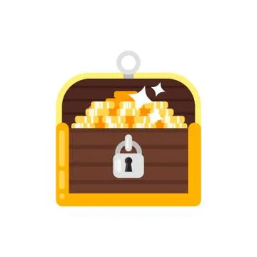 Vector flat style illustration of treasure chest. Stock Illustration