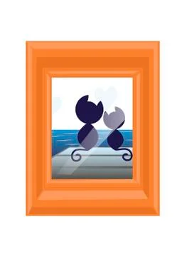 Vector flat style illustration of two abstract decorative cat in love. Stock Illustration