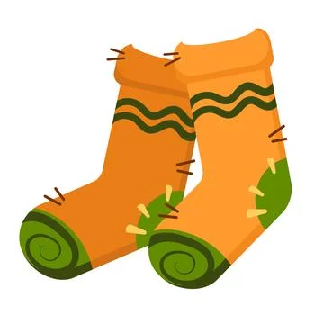 Vector Flat-style illustration of warm socks. Autumn and winter clothing. Stock Illustration