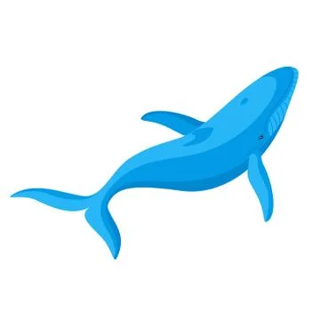 Vector flat style illustration of whale. Stock Illustration