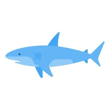 Vector flat style illustration of white shark. Stock Illustration