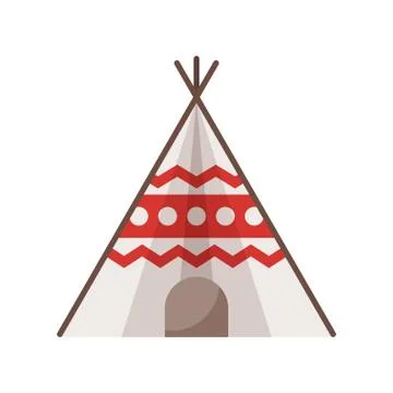 Vector flat style illustration of wigwam. Stock Illustration
