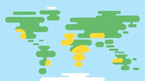 Vector flat style illustration of world map. Stock Illustration