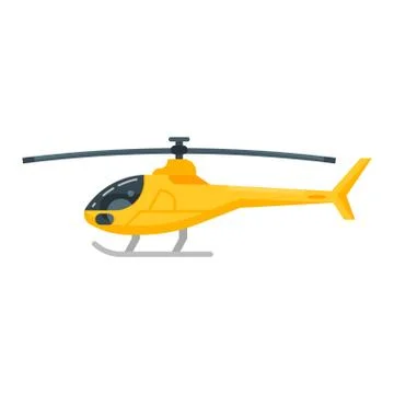 Vector flat style illustration of yellow helicopter. Stock Illustration