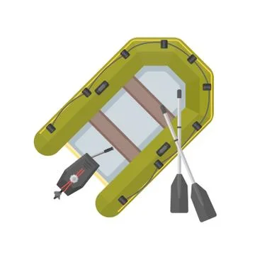 Vector flat style inflatable boat illustration. Stock Illustration