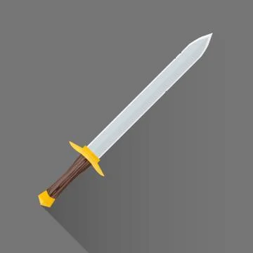 Vector flat style medieval battle sword illustration icon. Stock Illustration
