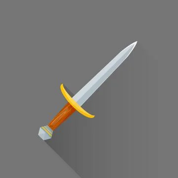 Vector flat style medieval battle dagger illustration icon. Illustrazione stock