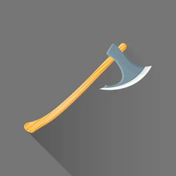 Vector flat style medieval battle ax illustration icon. Illustrazione stock