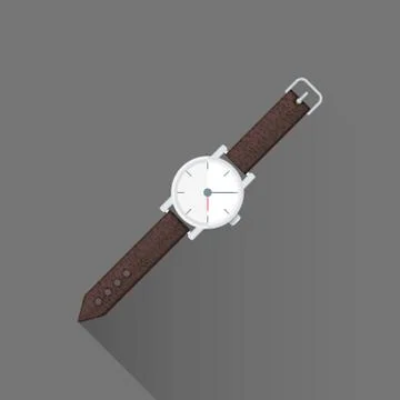 Vector flat style men's wrist watch illustration icon. Stock Illustration