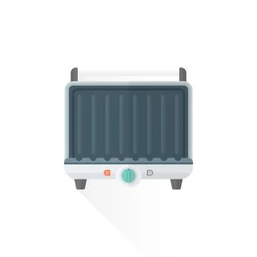 Vector flat style metal white kitchen electric grill illustration. Stock Illustration