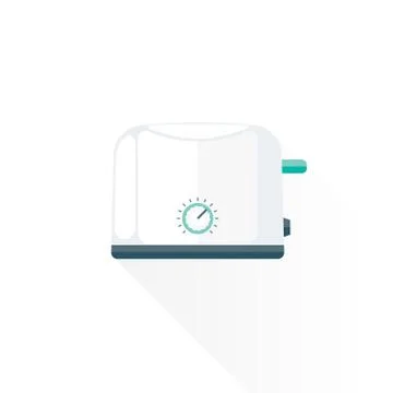 Vector flat style metal white kitchen toaster illustration. Stock Illustration