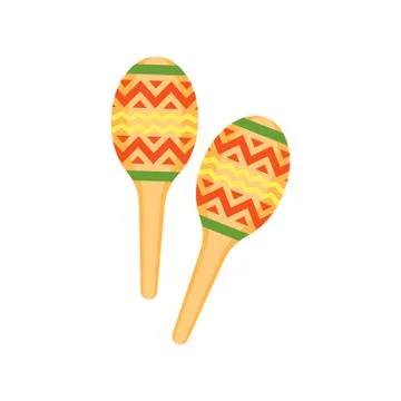 Vector flat style musical Mexican instrument maraca. Stock Illustration