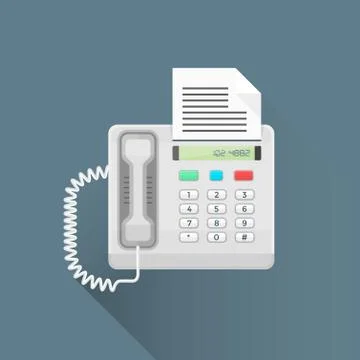Vector flat style office fax phone illustration icon. Stock-Illustration
