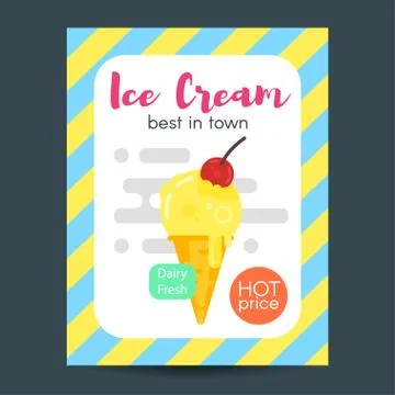 Vector flat style poster with ice cream. Stock Illustration