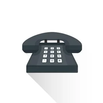 Vector flat style retro black landline buttons phone illustration icon. Stock Illustration