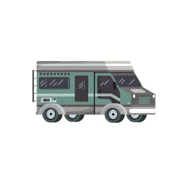 Vector flat style Off-road travel green Car on white background. Stock Illustration