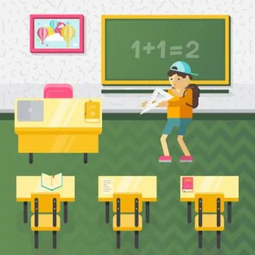 Vector Flat Style School Class Illustration Illustrazione stock