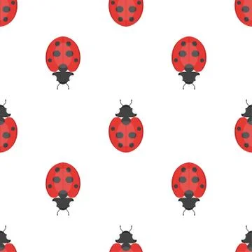 Vector flat style seamless pattern with ladybug Stock Illustration