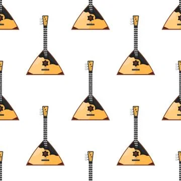 Vector flat style seamless pattern with Russian traditional musical instrumen Stock Illustration