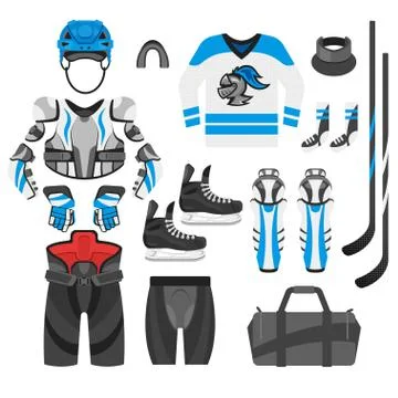 Vector flat style set of hockey player Stock Illustration