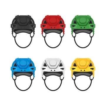 Vector flat style set of hockey helmet. Icon for web. Stock Illustration
