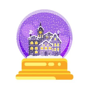 Vector flat style snow globe house Stock Illustration