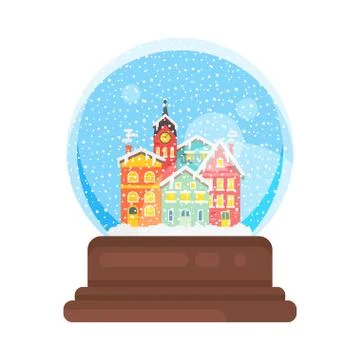 Vector flat style snow globe house Stock Illustration