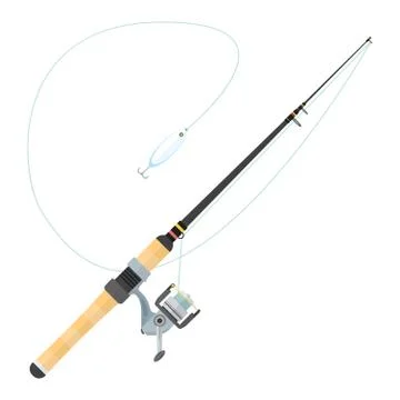 Vector flat style spinning fishing rod illustration. Stock Illustration