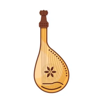 Vector flat style Ukrainian traditional musical instrument bandura. Illustrazione stock