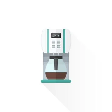 Vector flat style white coffee machine illustration. Stock Illustration