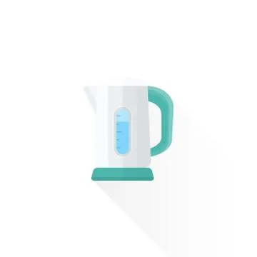 Vector flat style white electric kettle illustration. Stock Illustration
