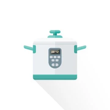 Vector flat style white kitchen multicooker illustration. イラスト素材