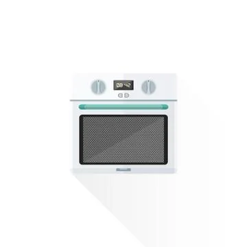 Vector flat style white kitchen oven illustration. Stock Illustration