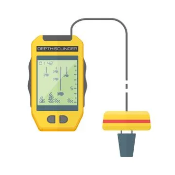 Vector flat style yellow fish finder sonar illustration. Stock Illustration