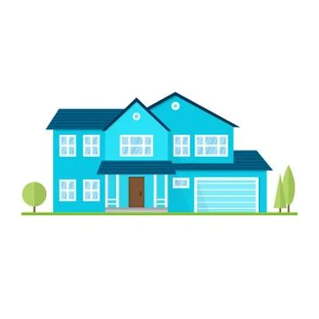 Vector flat suburban american house. For web design and application interface Stock Illustration